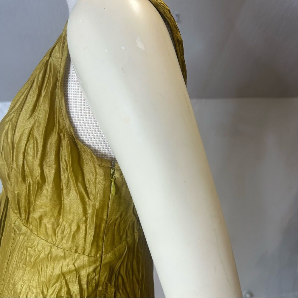 Banana Republic Satin Gold Chartreuse Hanker-chief Hem Formal Sleeveless Dress - Picture 8 of 9